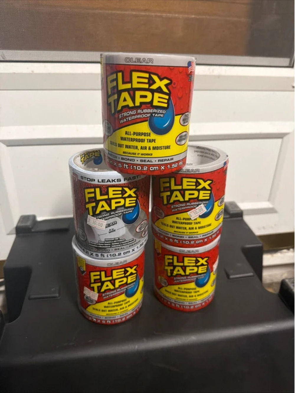 5 Pack Flex Tape Strong Rubberized Waterproof Tape, 4" x 5'